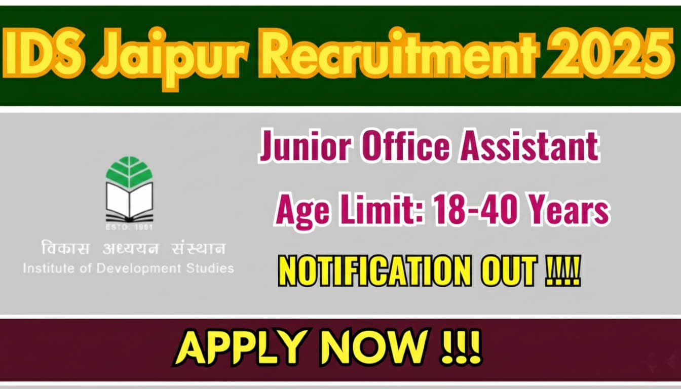 IDS Jaipur Junior Office Assistant Recruitment 2025
