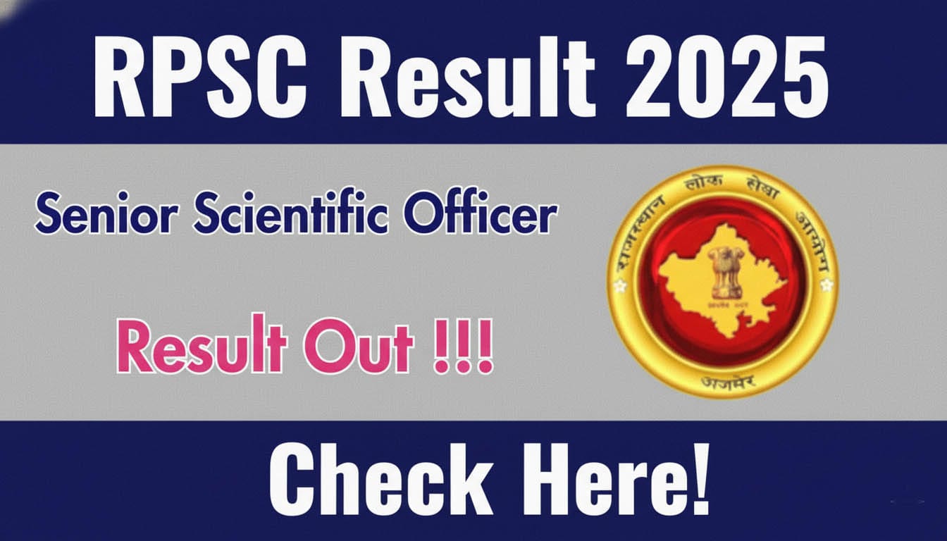RPSC Senior Scientific Officer Result 2025