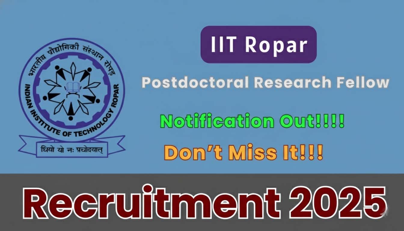 IIT Ropar Postdoctoral Research Fellow Requirement 2025
