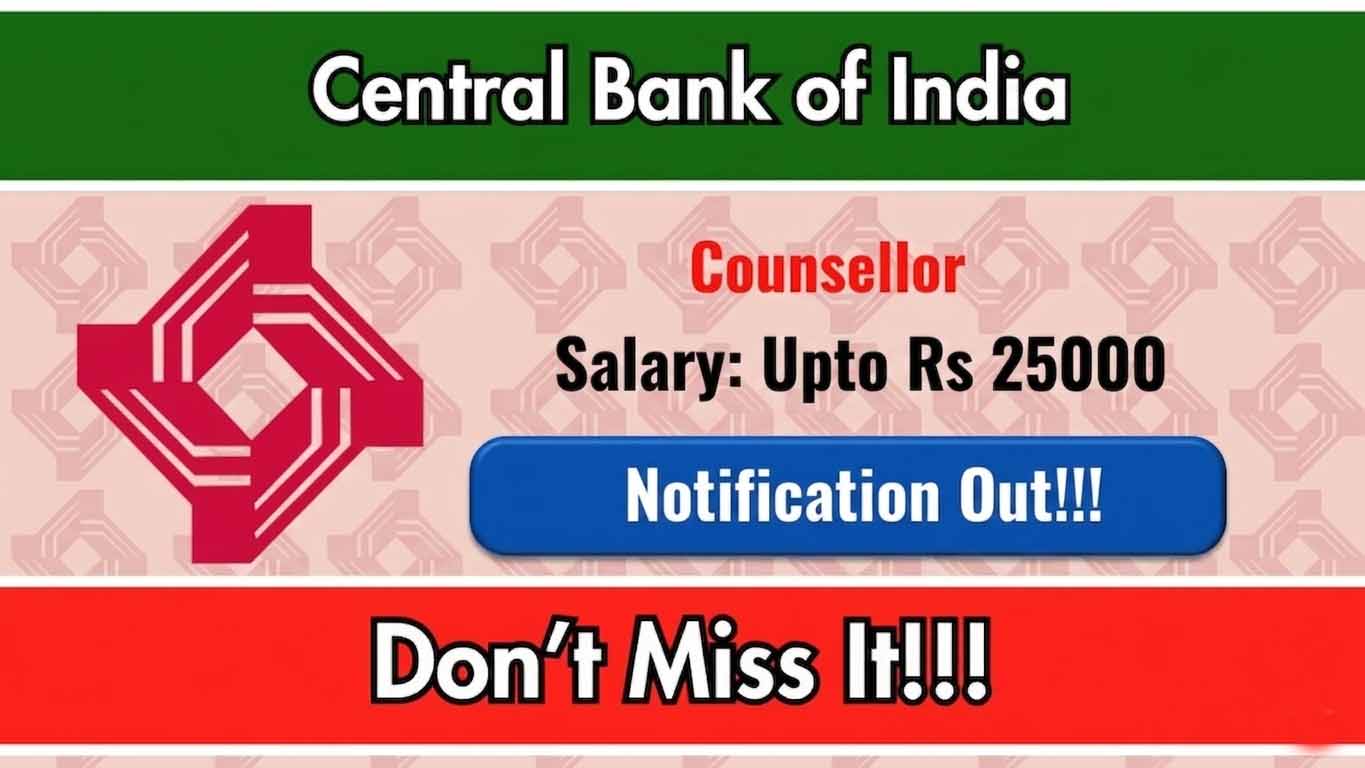Central Bank of India Counsellor Recruitment 2026
